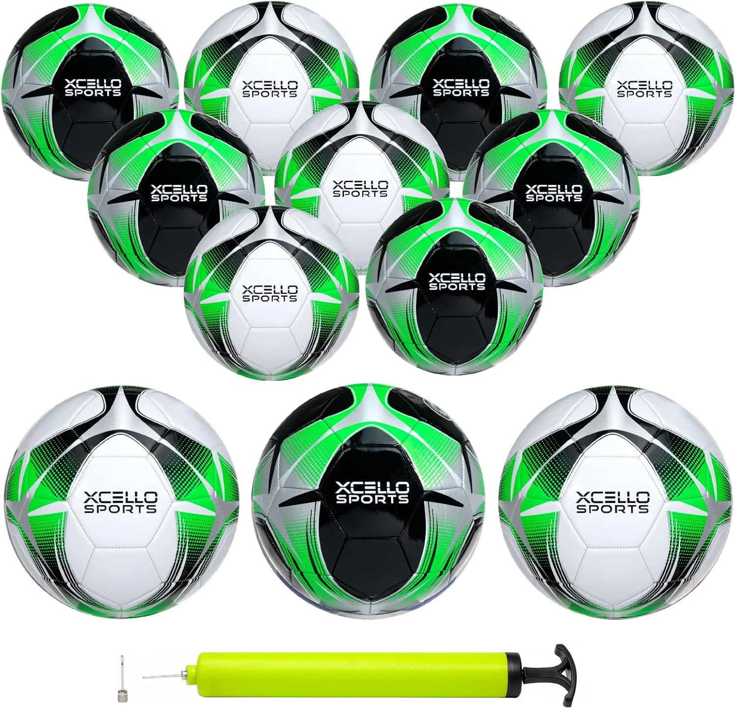 Xcello Sports Balón de fútbol (negroverdeplata, blancoverdeplateado) con bomba