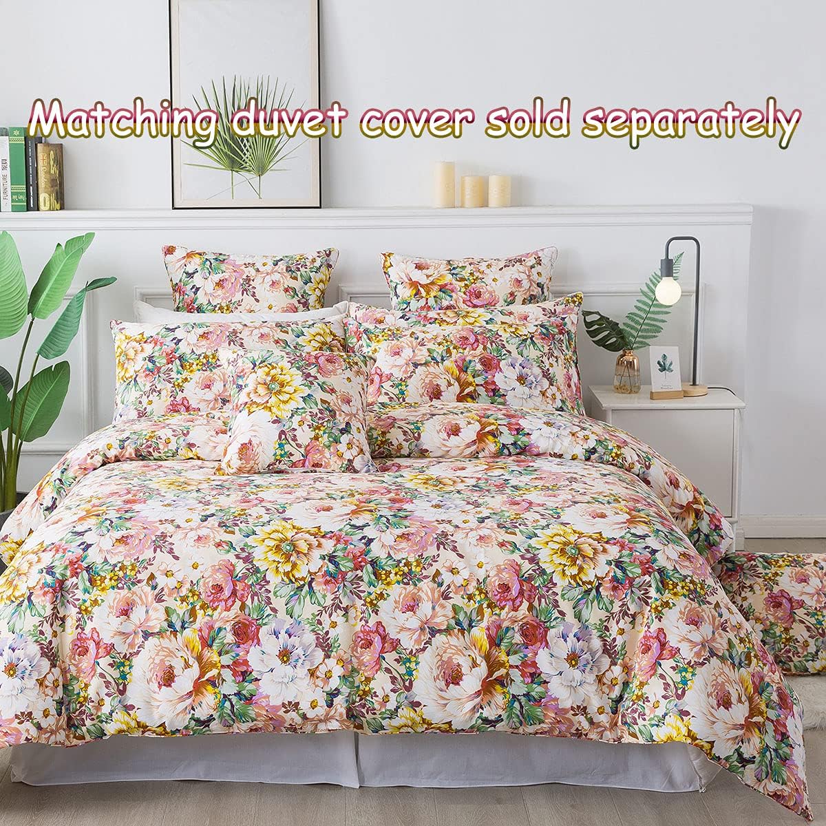 FADFAY Juego de sábanas vintage con diseño floral, tamaño matrimonial, 4 piezas, 100% algodón, suave, estilo francés, estilo rural, jardín, flores,