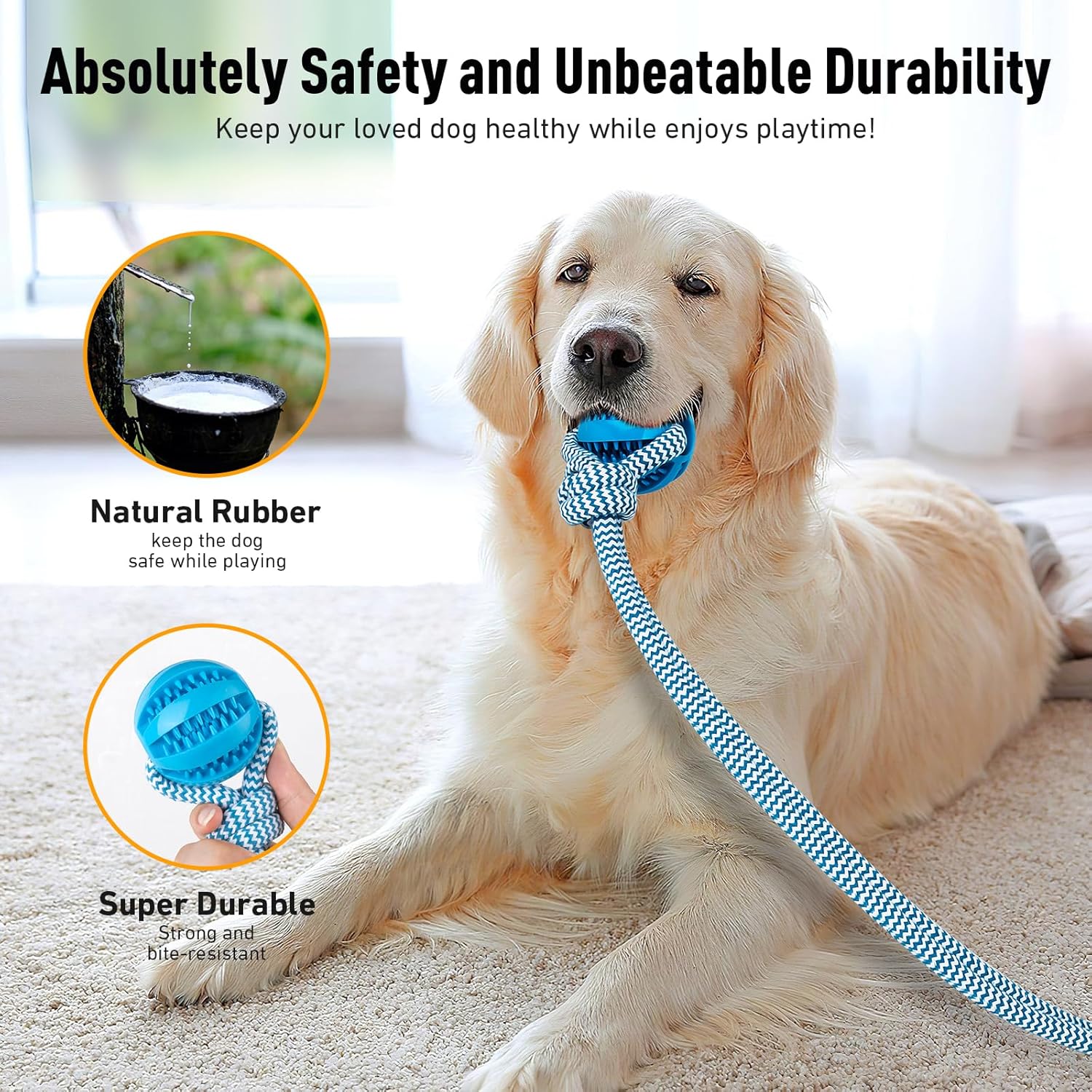 18FTRabbit Juguetes para perros para masticar agresivamente, juguetes interactivos para masticar perros, juguetes de tira y afloja para perros