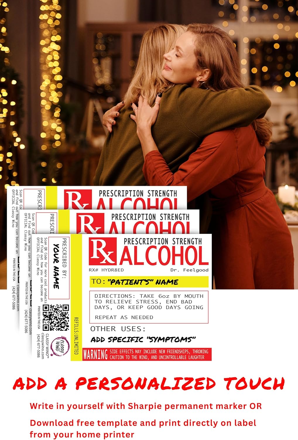 Etiquetas divertidas para botellas de vino, paquete de 3 calcomanías falsas para botellas de vodka, tequila o whisky, no es una bolsa de regalo de