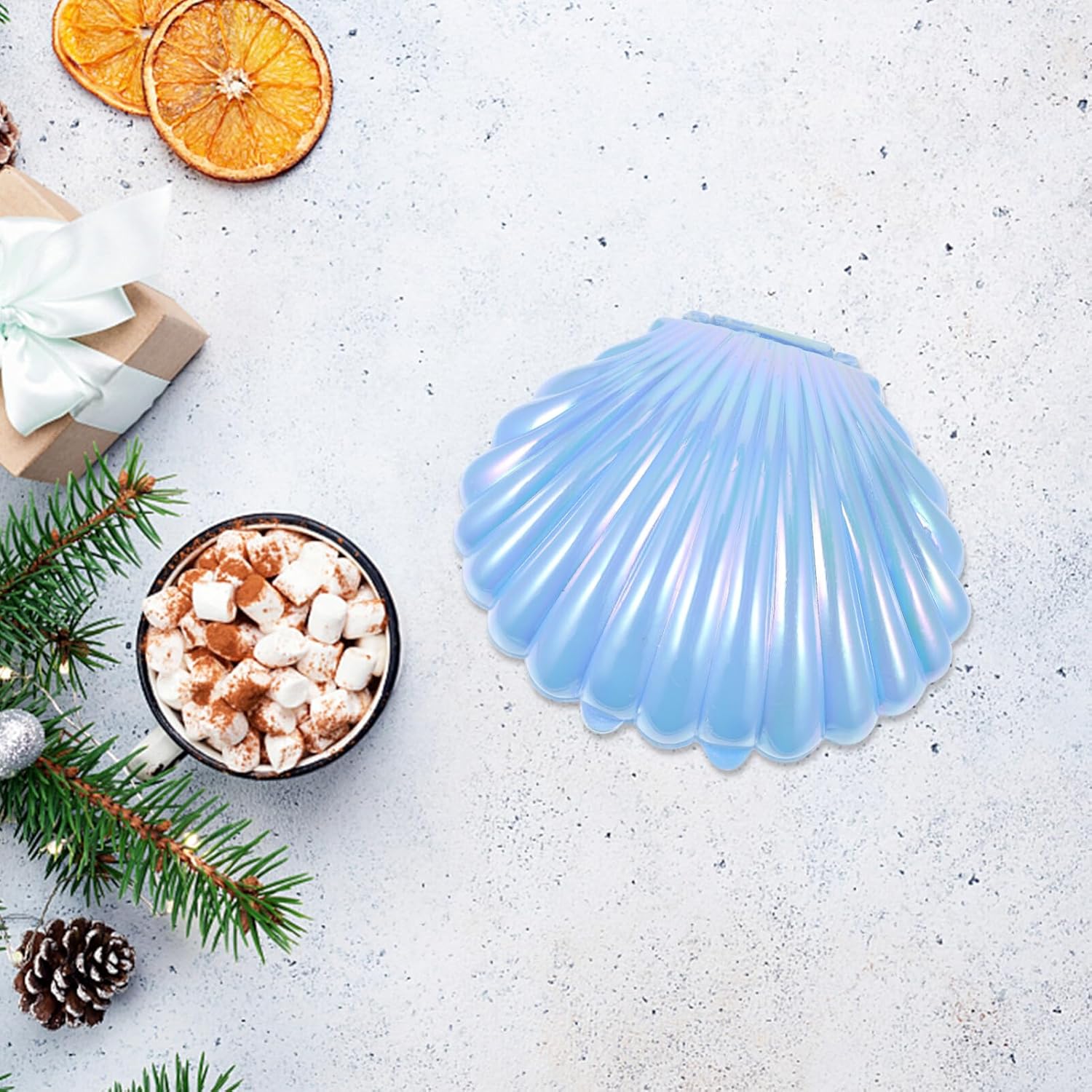 Gadpiparty Cajas de dulces de conchas marinas, 10 piezas de plástico para boda, caja de almacenamiento de conchas marinas, caja de joyería, cajas de