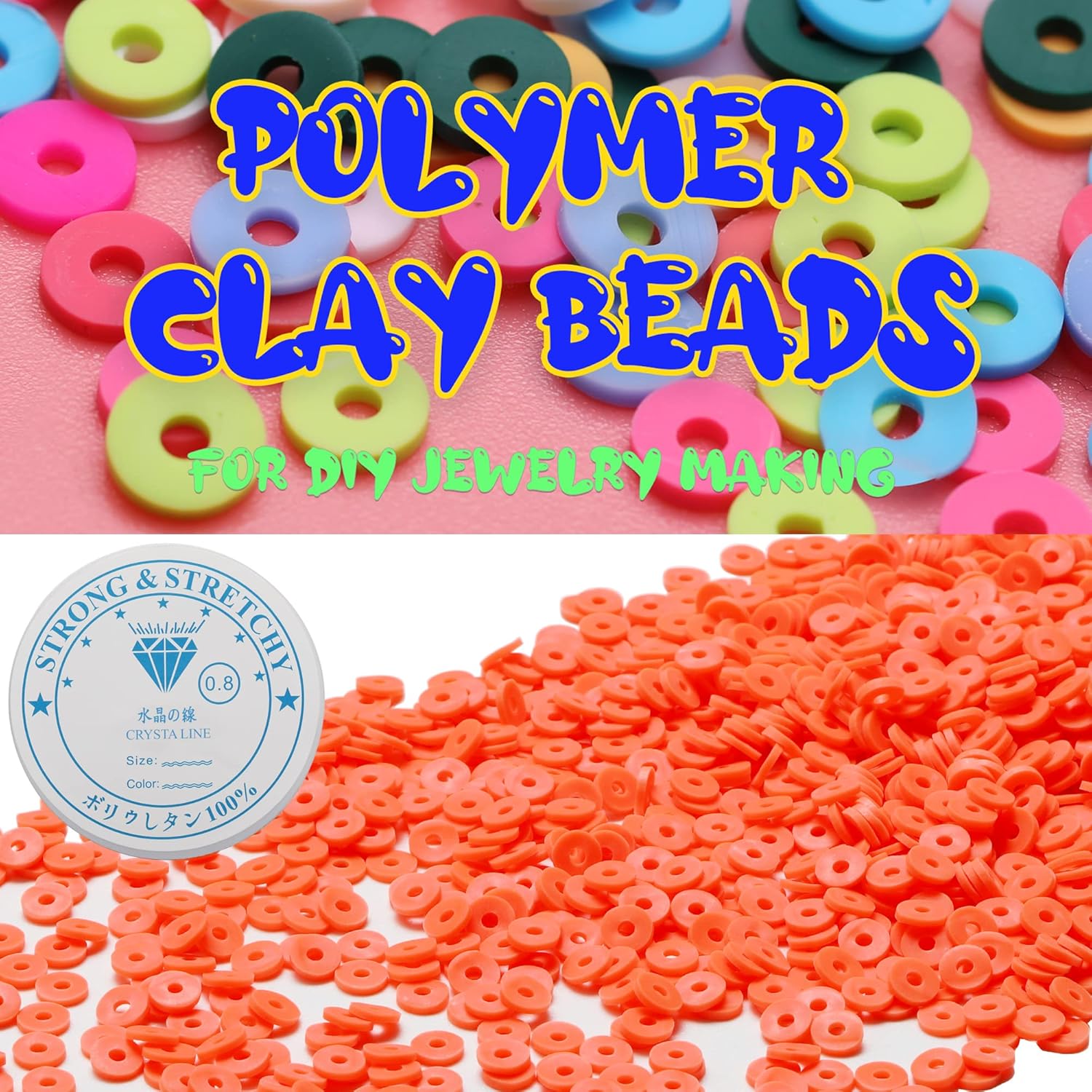 4000 cuentas de arcilla naranja para hacer pulseras, cuentas planas espaciadoras de polímero, bricolaje para joyería, collares, aretes, kit de