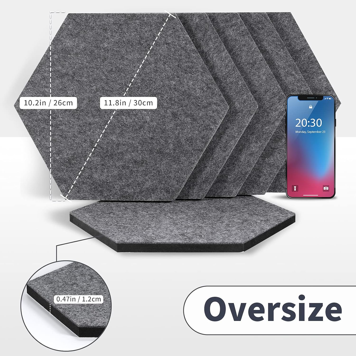 Tikea Tablones de anuncios de fieltro hexagonal, paquete de 6 tableros de notas autoadhesivos, para decoración de pared en el hogar, oficina, aula,