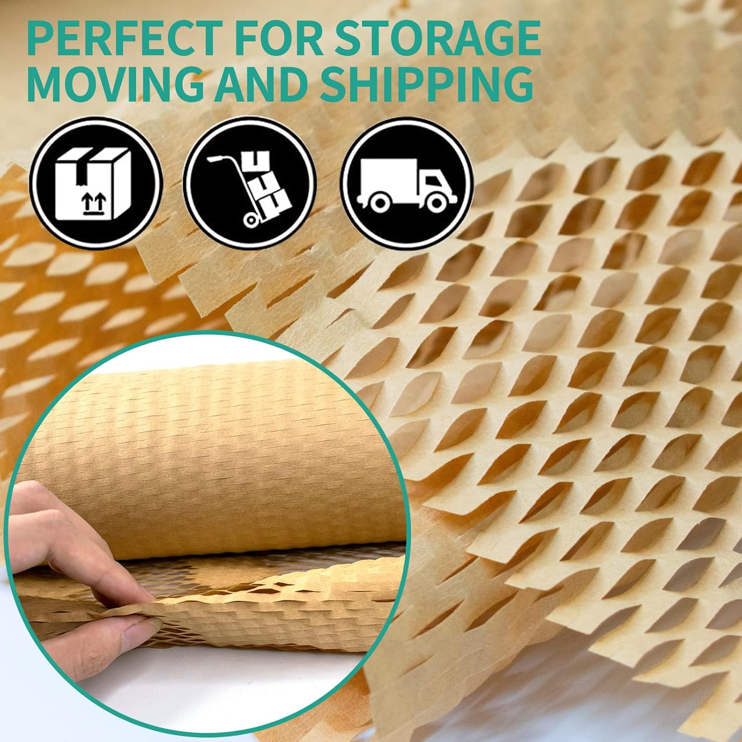 Honeycomb Packing Paper, 12″ x 135′ Bubble Wrap Roll for Packing Moving Shipping, Recyclable Honeycomb Paper Moving Supplies Packing Paper Wrapping