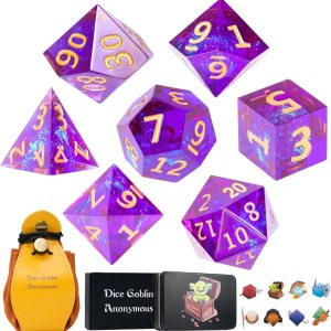 DND – Juego de 7 dados poliédricos de resina de borde afilado para Calabozos y Dragones, con bolsa de dados, bandeja de dados y calcomanías (lavanda DND – Juego de 7 dados poliédricos de resina de borde afilado para Calabozos y Dragones, con bolsa de dados, bandeja de dados y calcomanías (lavanda