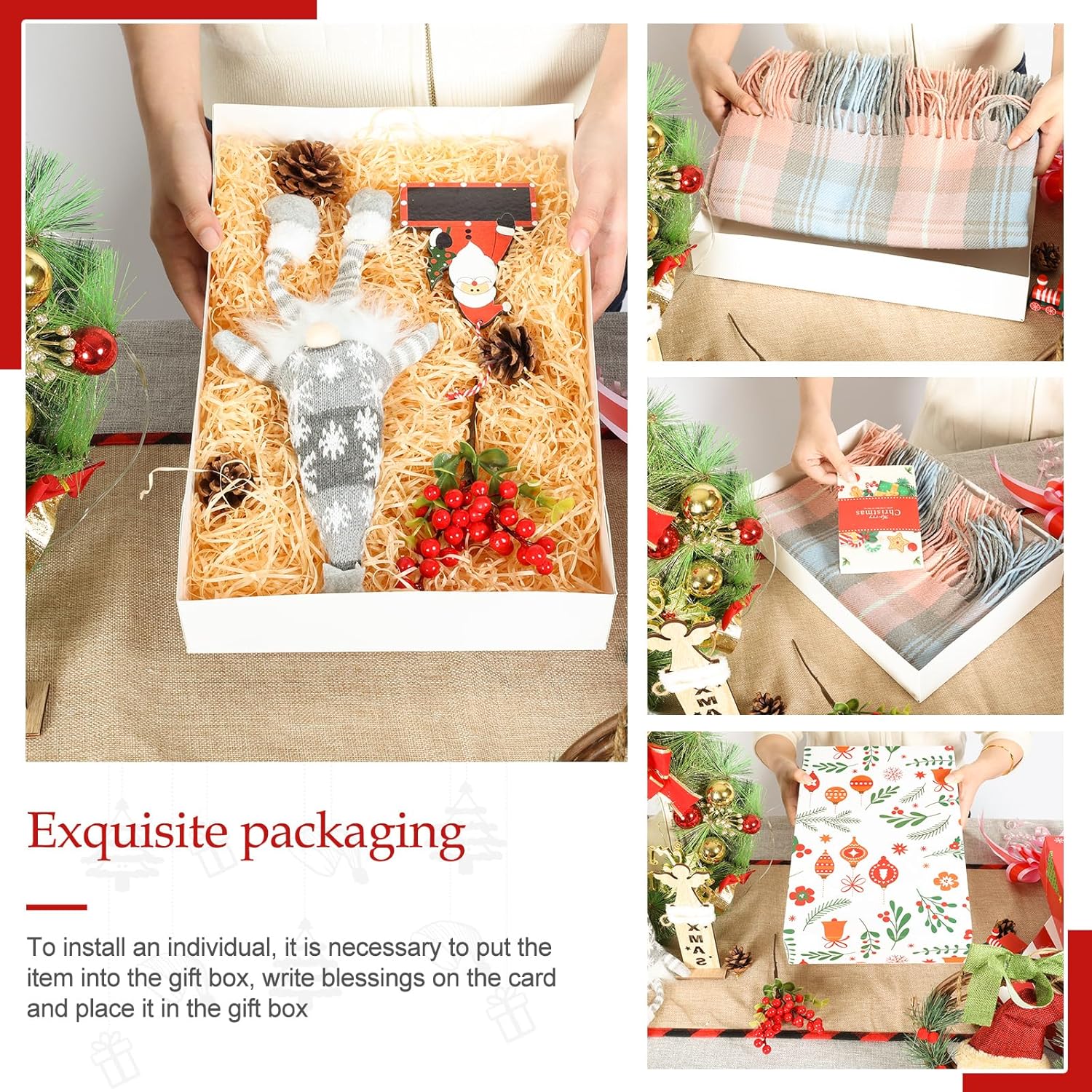 joyhalo 16 cajas de regalo de Navidad con tapas para regalos a granel de 14.5 x 9.5 x 2.5 pulgadas, cajas de regalo grandes para ropa, envolver
