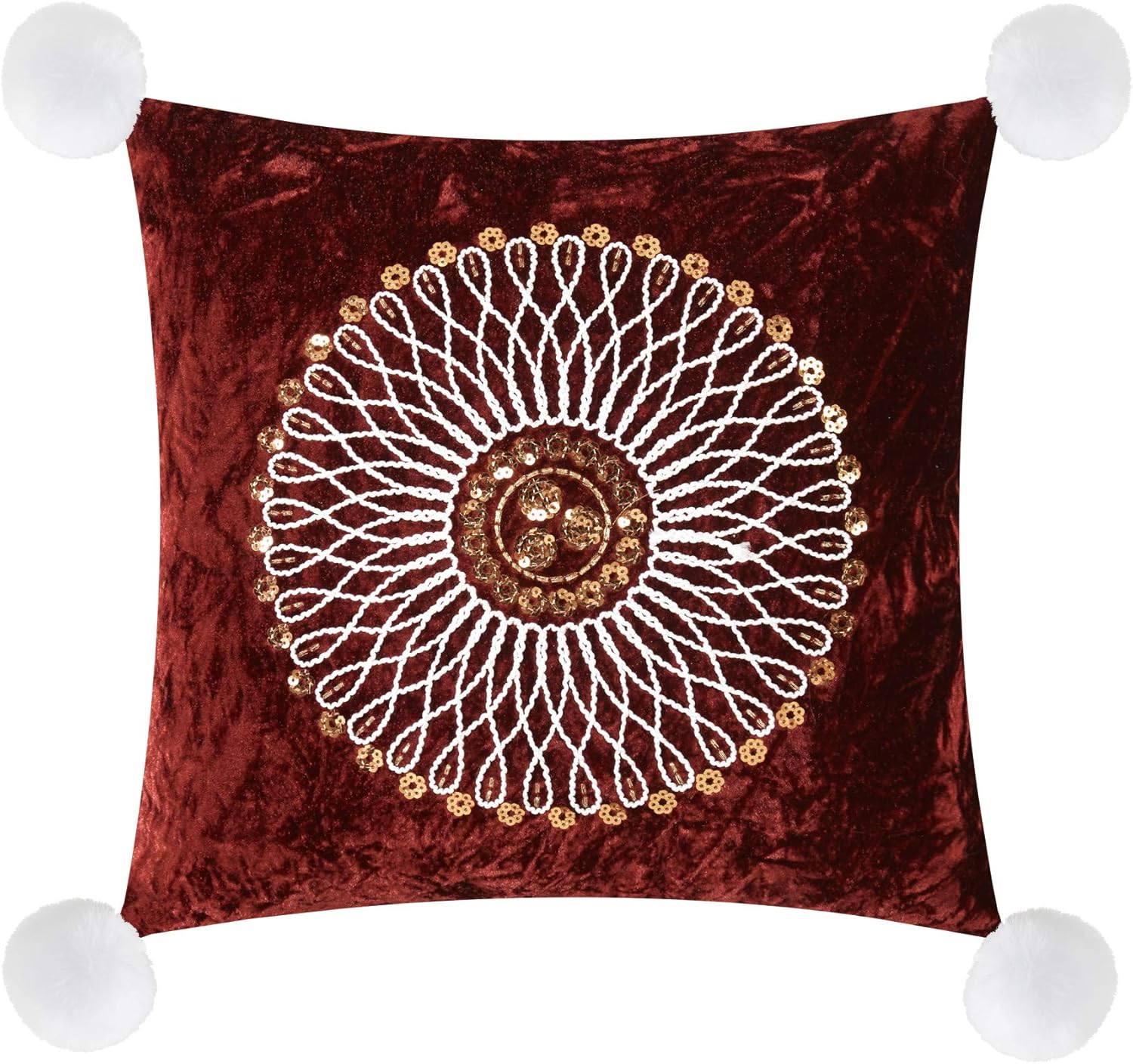 Chic Home Alianna – Juego de edredón de 5 piezas de terciopelo triturado arrugado, fundas de almohada decorativas incluidas, King, color burdeos