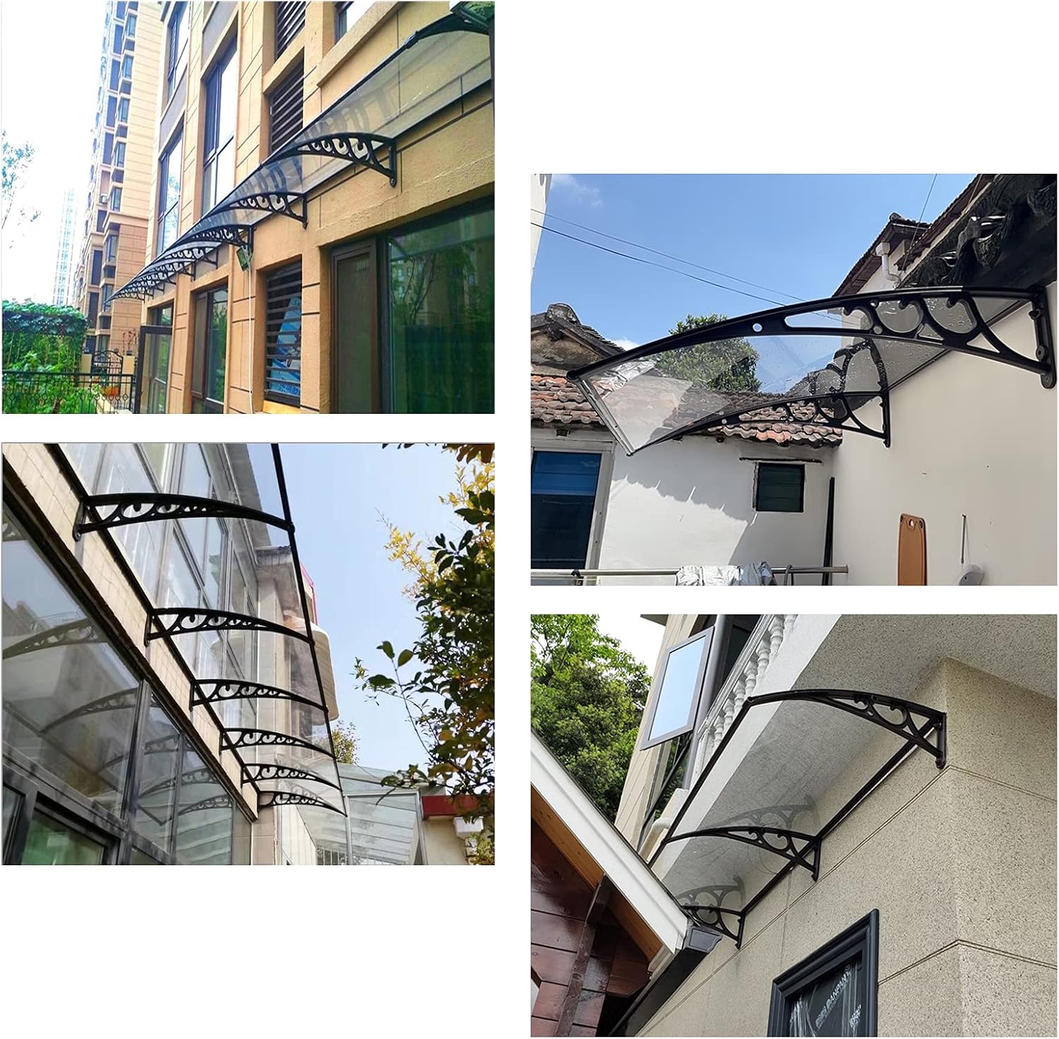 Toldo para ventana de patio o puerta delantera, toldo de jardín o porche trasero, toldo de jardín para ventana curvada, cubierta de policarbonato