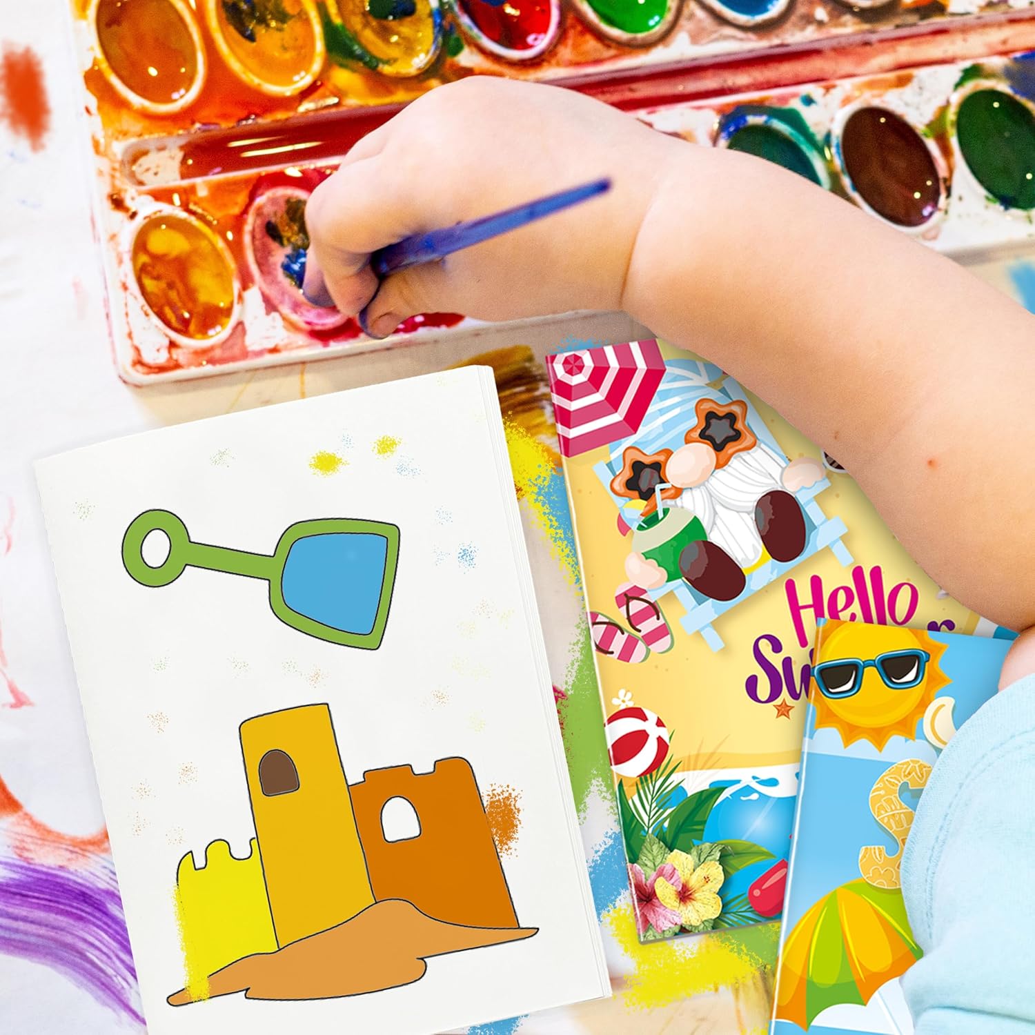 24 mini libros para colorear a granel para niños, regalos de fiesta en la playa de verano, pequeño libro de dibujo artístico que incluye flamencos,