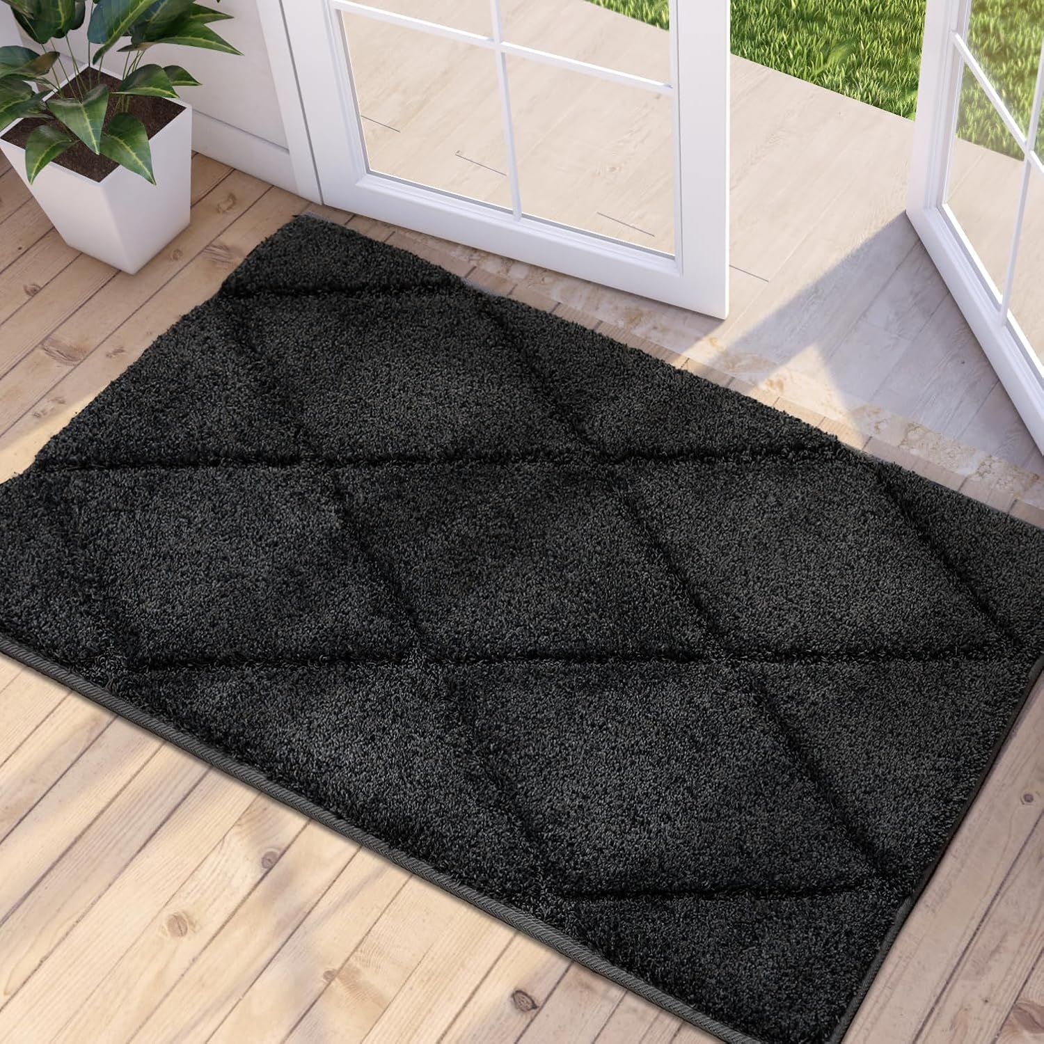 WARMLY Tapete duradero para puerta de interiores, atrapador de suciedad y tapete antideslizante y absorbente para puerta de entrada, tapete lavable