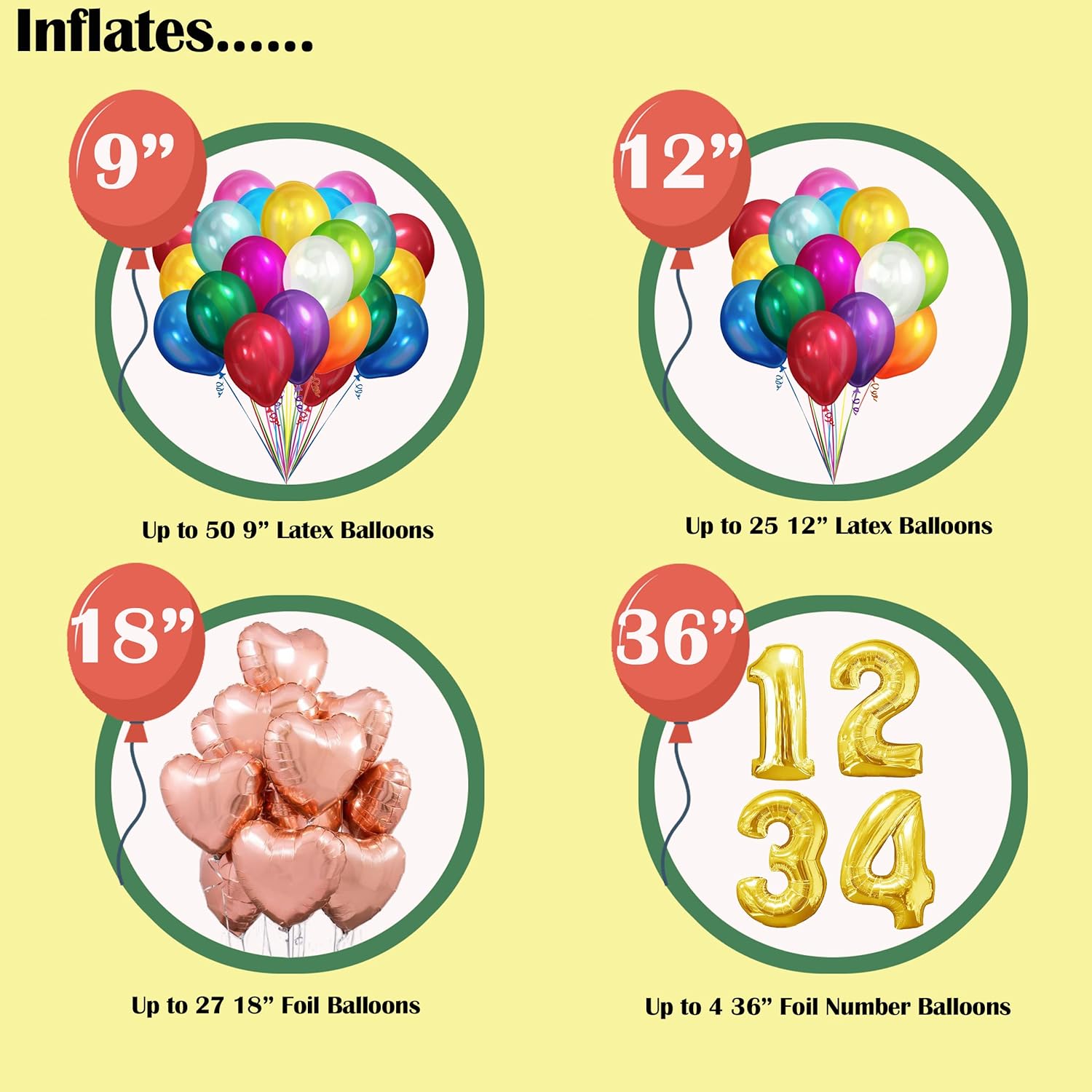 Tanque de helio para globos en casa, kit de bomba de globos de helio de 14.9 pies cúbicos con 50 globos de látex surtidos, cinta blanca para rizar y