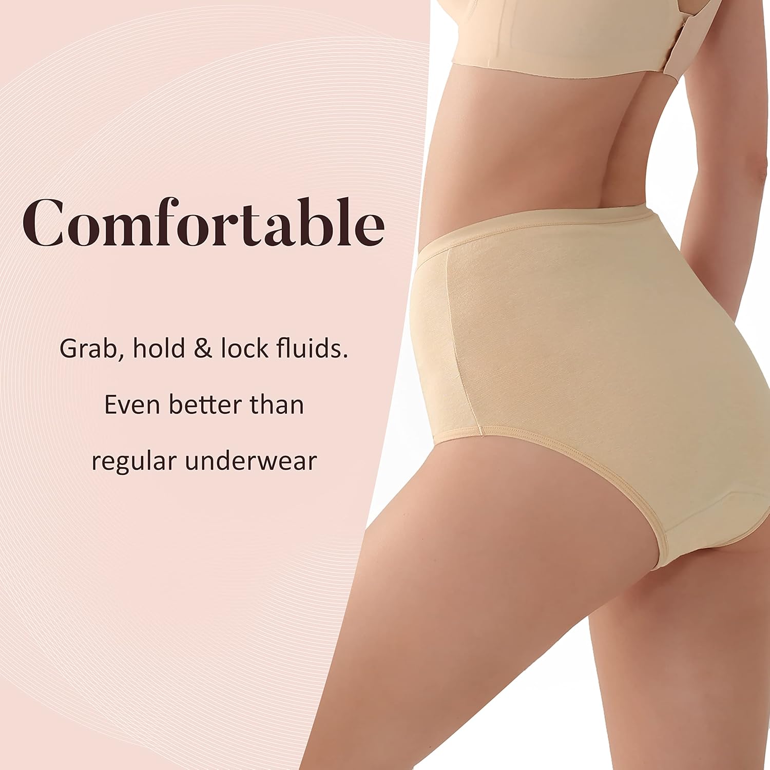 Ropa interior lavable absorbente para incontinencia orina para mujer, bragas de cintura alta para protección contra fugas de vejiga, 2.3 onzas
