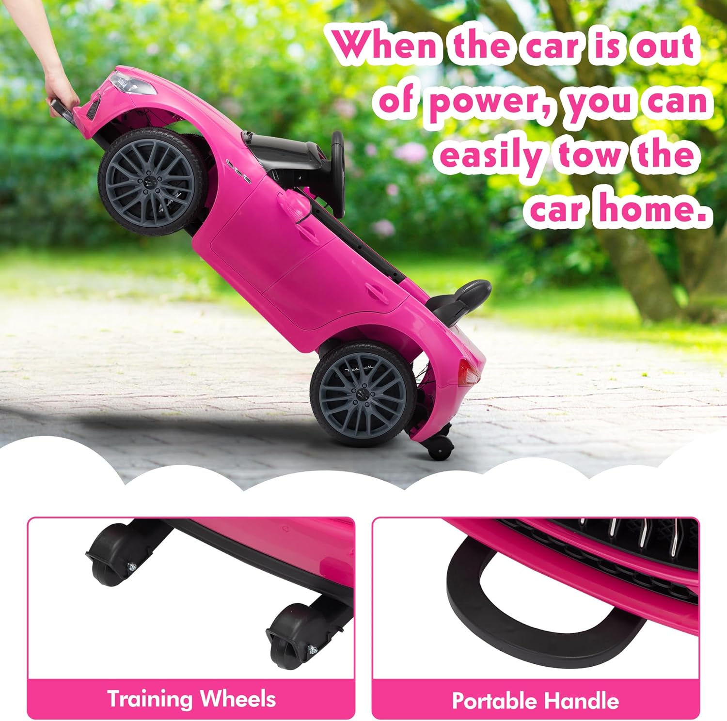 TOBBI Kids Ride on Car, 12V Licensed Maserati Ghibli, Electric Car for Boy Girl with Remote Control, 3 Speeds, Music, Bright Lights, MP3, USB,