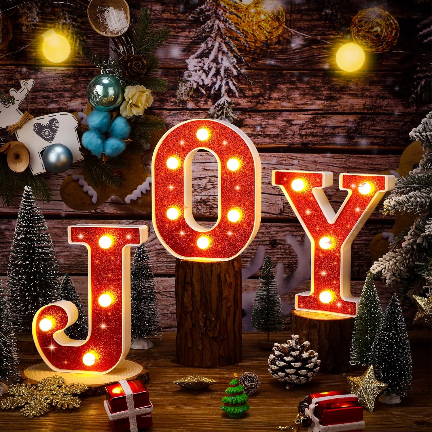 3 letras con luces LED de Navidad, letreros luminosos de neón con purpurina, letras del alfabeto, letras decorativas de marquesina, alimentadas por