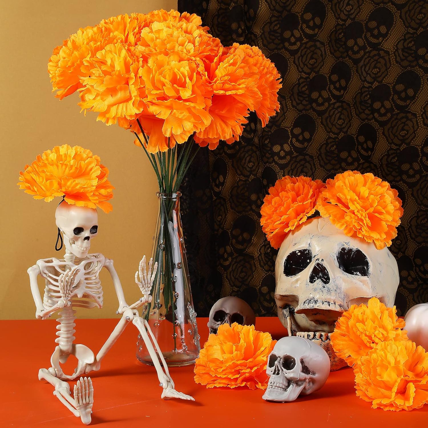 118 decoraciones de fiesta mexicana incluyen flores de caléndula Día de los Muertos, cartel para el Día de los Muertos, Cinco de Mayo, fiesta