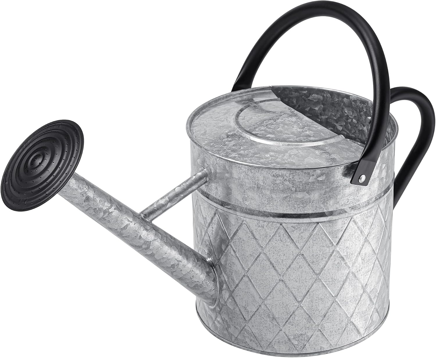Regadera de metal galvanizado para exteriores de 1.75 galones para plantas de jardín, regadera de zinc vintage con boquilla rociadora extraíble,