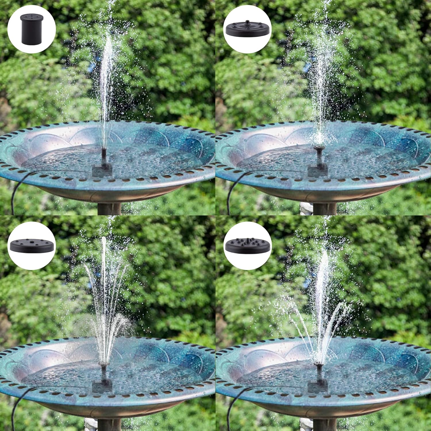 Bomba de fuente solar para baño de pájaros, con panel solar separado, bomba de agua solar mejorada de 2 W con cable de 3 M de largo y 4 boquillas