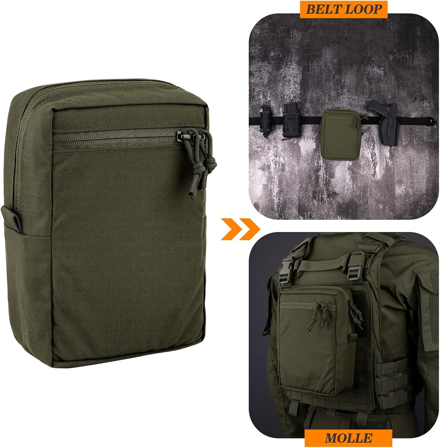 Molle – Bolsa táctica Gp, bolsa de almacenamiento ampliada para uso general, bolsa de nailon grande para cinturón y chaleco