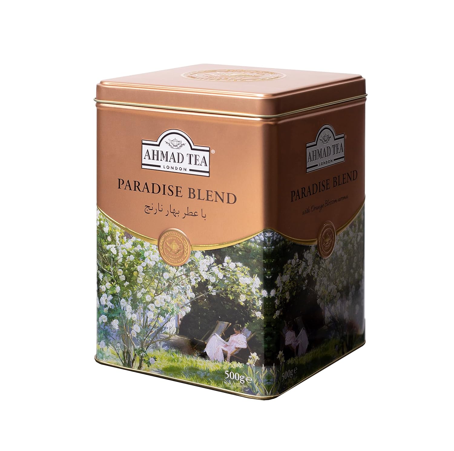 Ahmad Tea Paradise Blend, hojas sueltas de primera calidad, té negro de azahar, 17.64 oz. Naturalmente cafeinado y sin azúcar