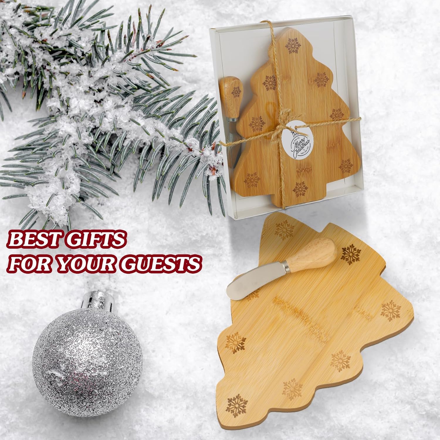 Kigley 6 piezas de tabla de cortar queso para árbol de Navidad, tabla de cortar madera para servir tablero de madera en forma de árbol de