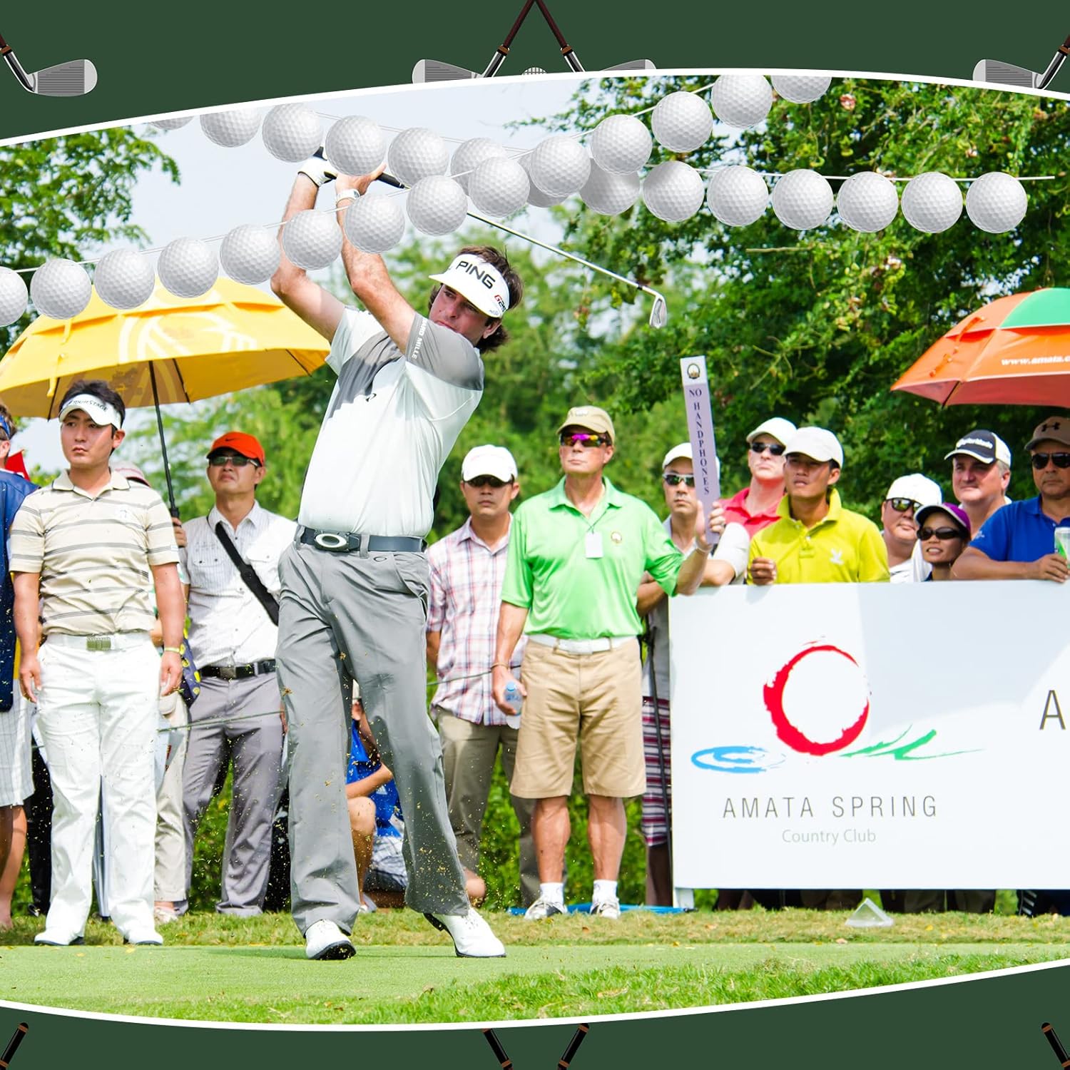 5 piezas de decoraciones de fiesta de golf, suministros de fiesta de golf, banderines de golf, banderines colgantes, guirnaldas de papel de golf
