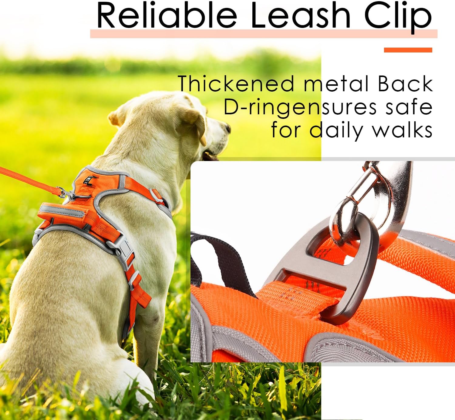 ThinkPet Arnés deportivo transpirable sin tirones con asa, chaleco de seguridad acolchado reflectante para perro con correa reflectante de neón para