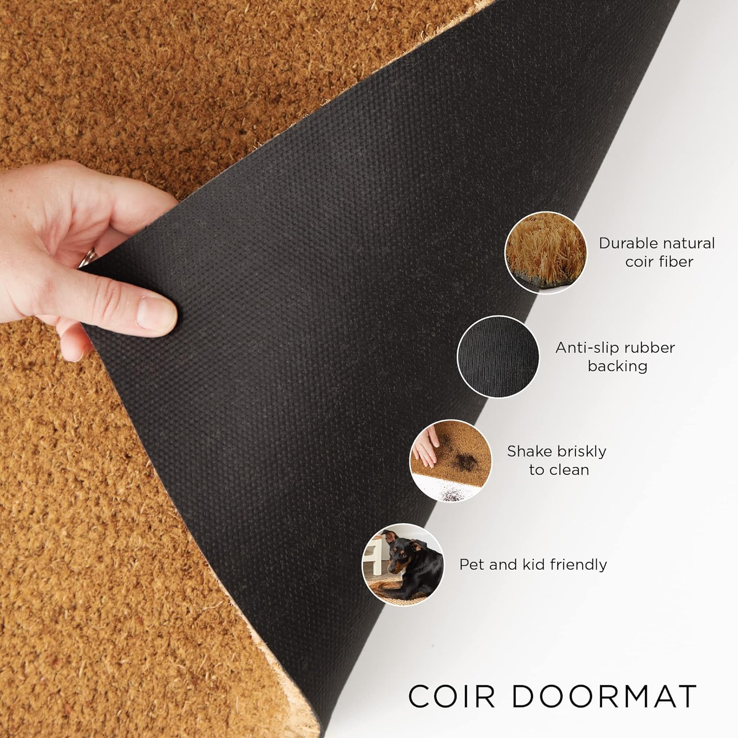 DII Tapete moderno geométrico de fibra de coco natural para puerta al aire libre, decoración de porche delantero, 17 x 29 pulgadas, cabeza de flecha