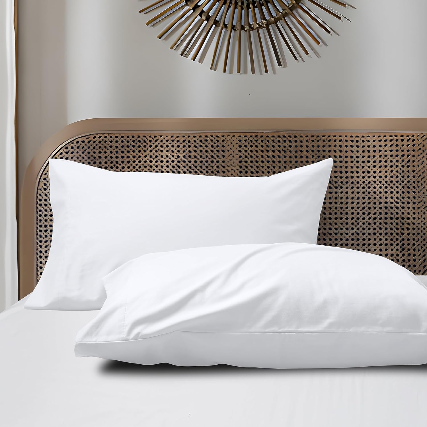 Juego de 2 fundas de almohada de algodón tamaño King de 800 hilos, 100% algodón egipcio, fundas de almohada naturales, suaves y transpirables con