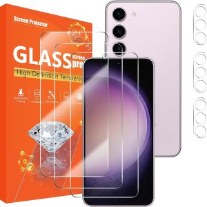 Paquete de 3 + 3 protectores de pantalla para Galaxy S23 (6.1 pulgadas), paquete de 3 protectores de lente de cámara, 3 protectores de pantalla de Paquete de 3 + 3 protectores de pantalla para Galaxy S23 (6.1 pulgadas), paquete de 3 protectores de lente de cámara, 3 protectores de pantalla de