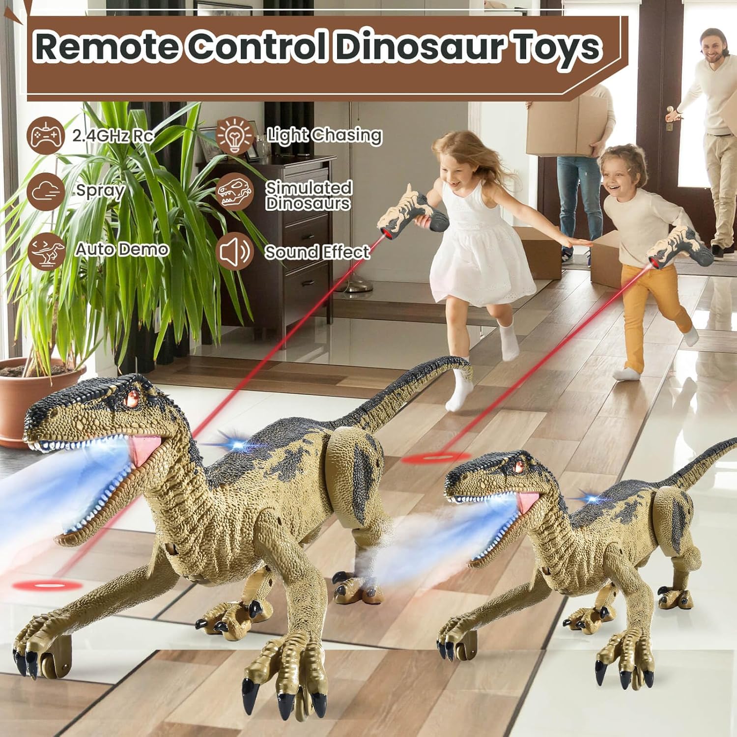 Juguetes de dinosaurio a control remoto para niños de 3, 4, 5, 6, 7, 8 años, dinosaurios para niños de 4 a 7 años, juguete de control remoto de