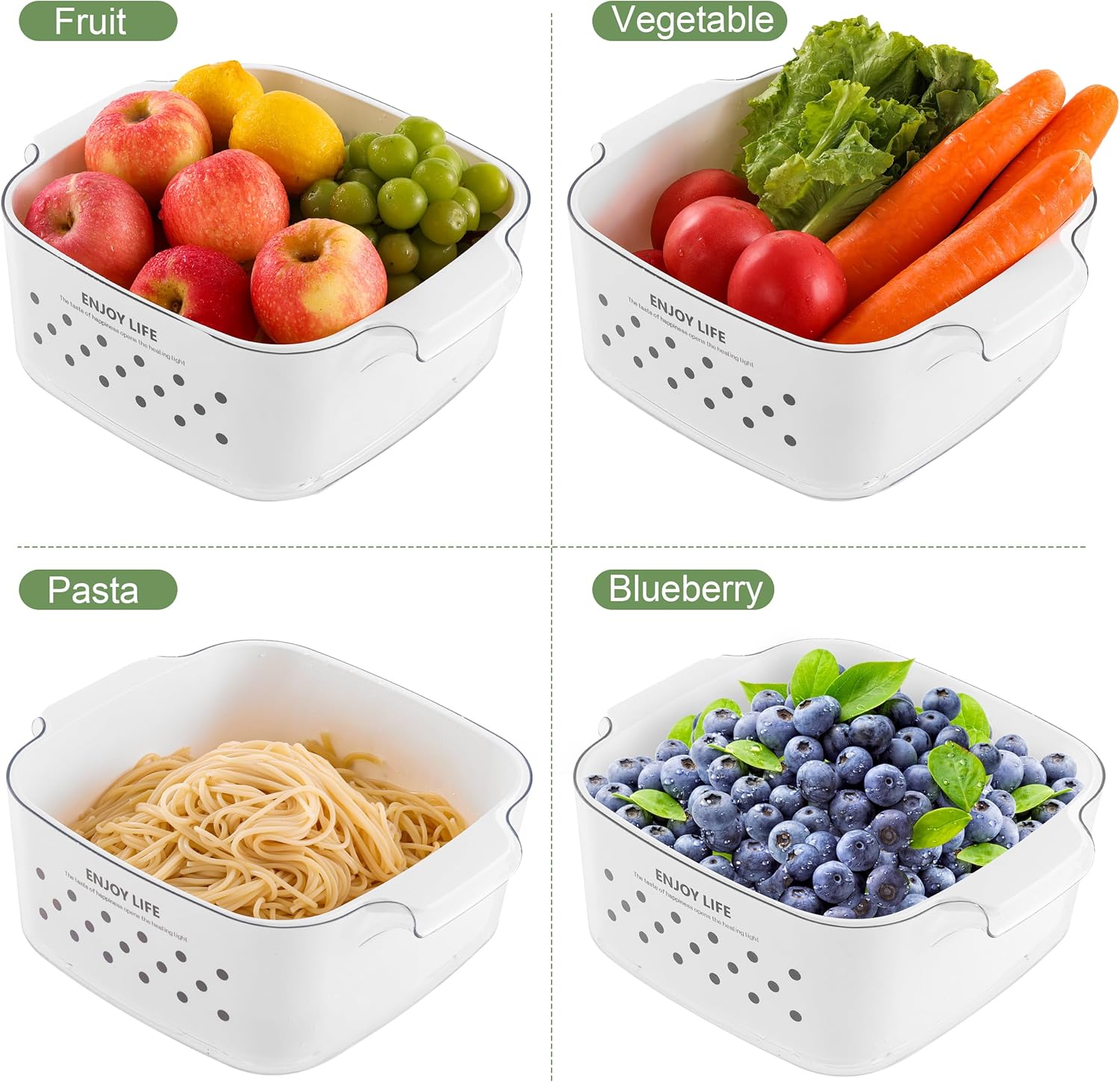 HNNJCK Juego de coladores de cocina de 8.2 cuartos de galón, cesta de lavado de frutas y verduras, coladores de frutas 2 en 1, colador grande de