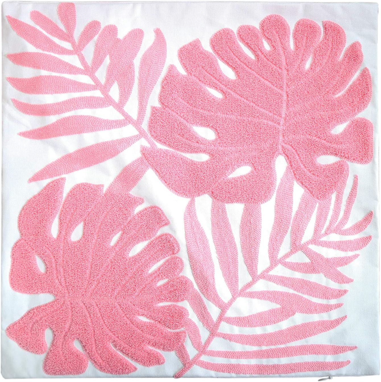 Funda de almohada bordada de 18 x 18 pulgadas, decoración del hogar, funda de almohada de suelo para sofá, silla, 100% algodón, con lazo bordado de