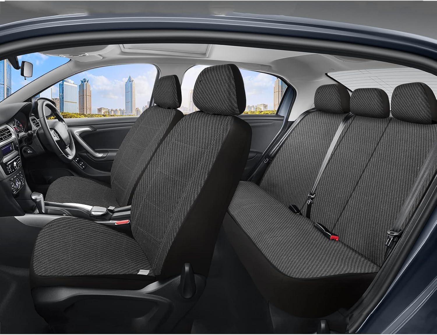 Road Comforts Juego completo de fundas de asiento de automóvil, fundas de asiento delantero y trasero dividido para automóvil, protectores