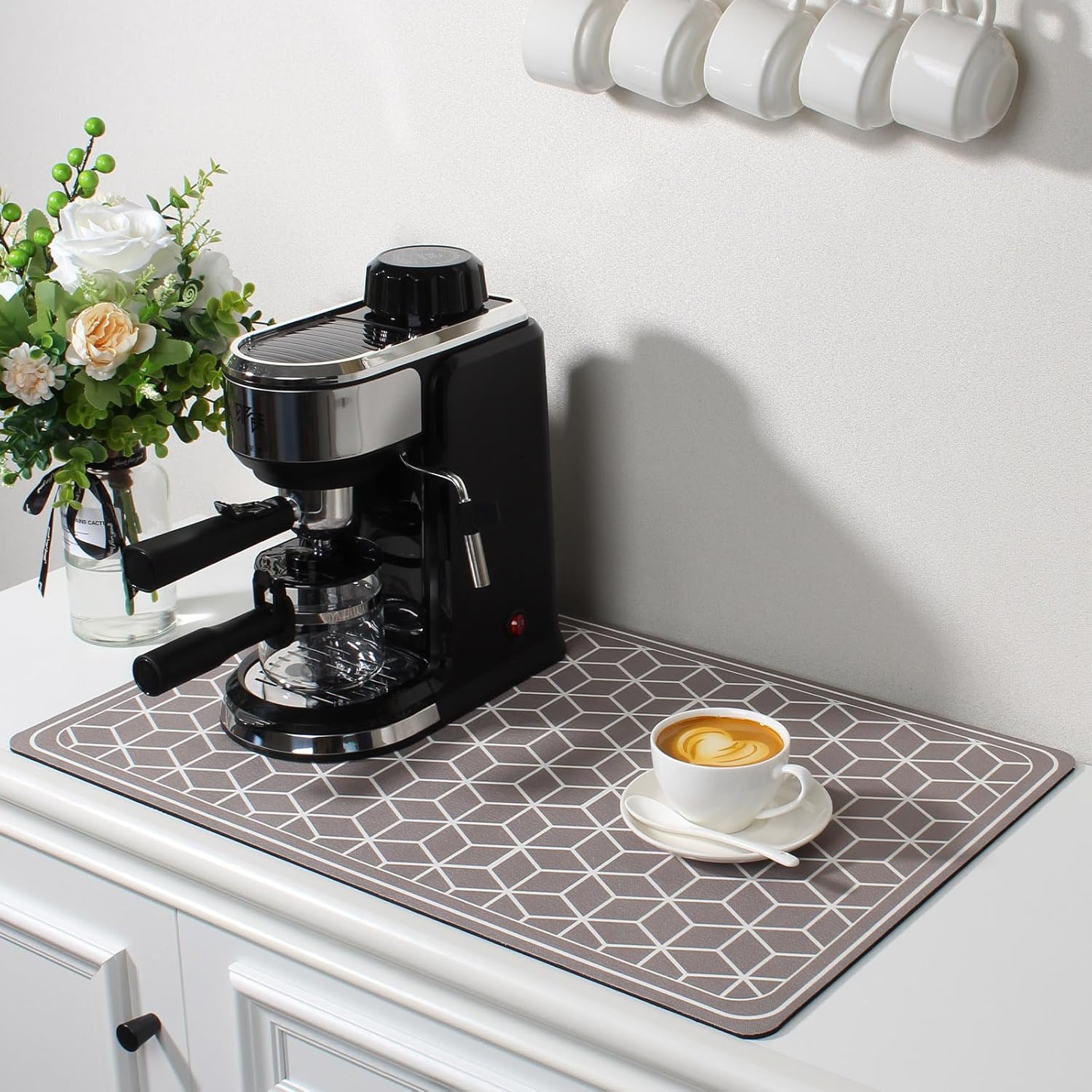 Tapete de café grande para secar platos para encimera de cocina, tapete absorbente de manchas para barra de café, tapete para cafetera, alfombrilla
