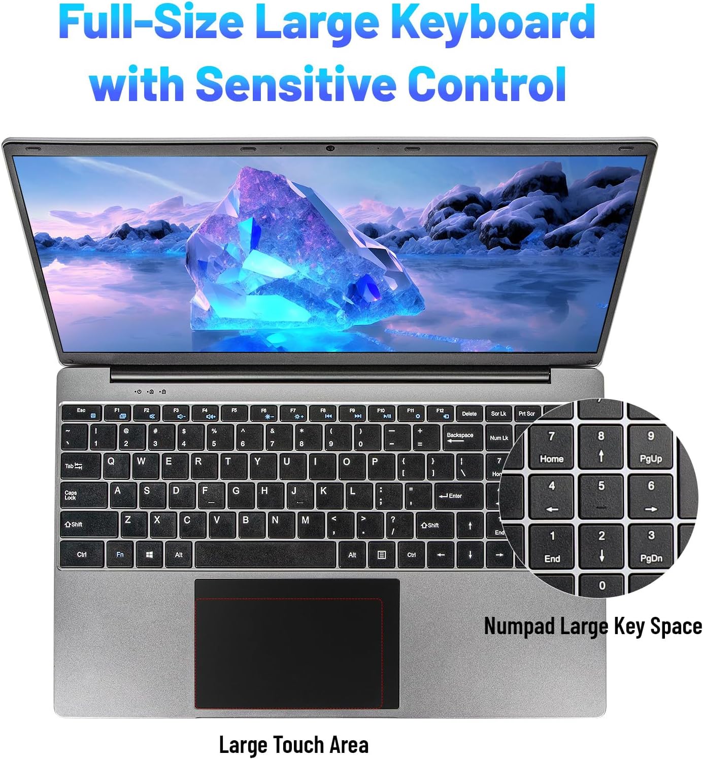 Computadora portátil de 15.6″, computadora portátil tradicional, 16 GB DDR4 512 GB SSD, pantalla FHD 1080P, procesadores Intel Celeron N5095, WiFi