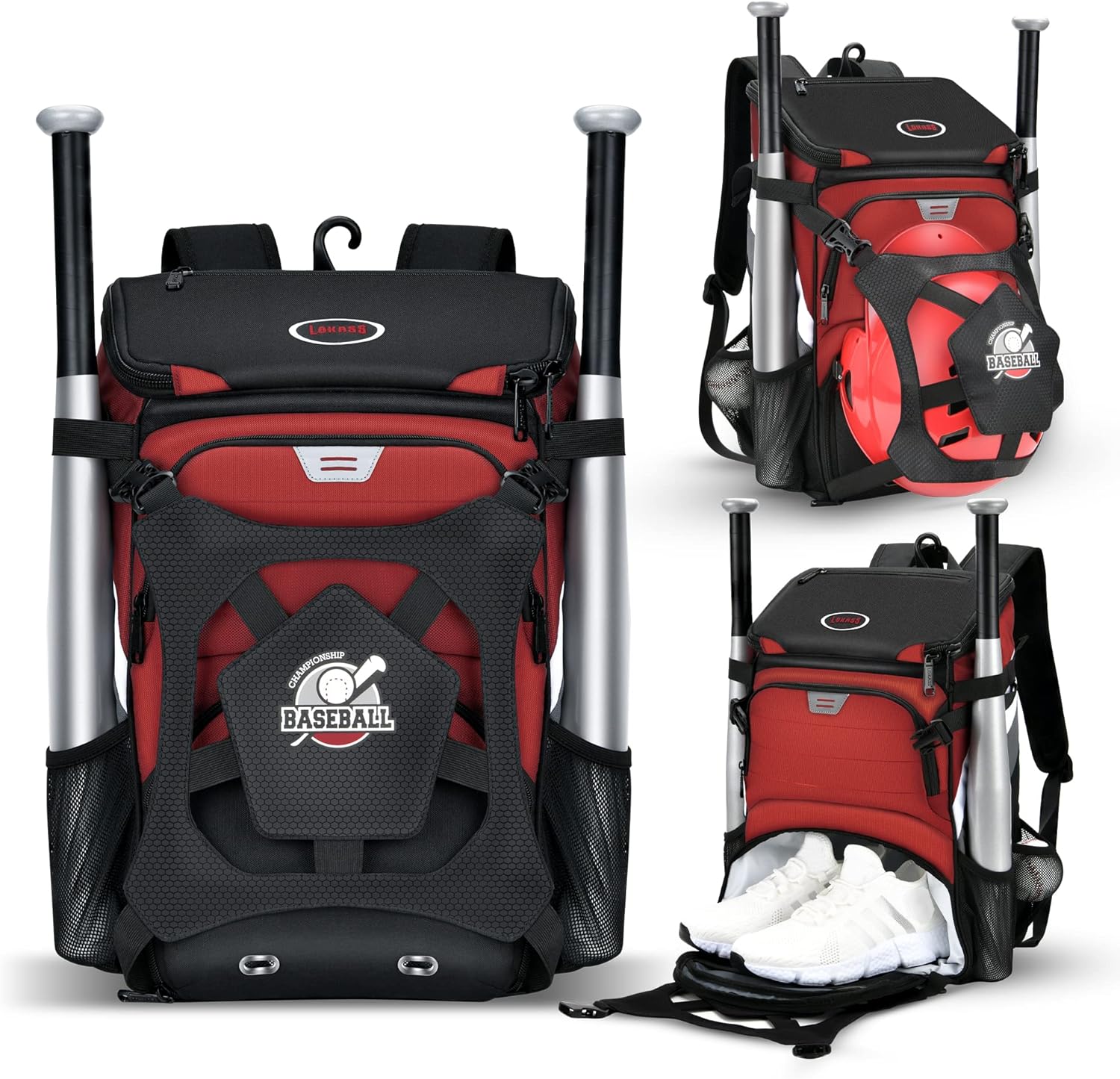 BAGNN Bolsa de béisbol para adultos y jóvenes, bolsa de béisbol de gran capacidad, bolsa de sóftbol ligera con compartimento para zapatos y gancho