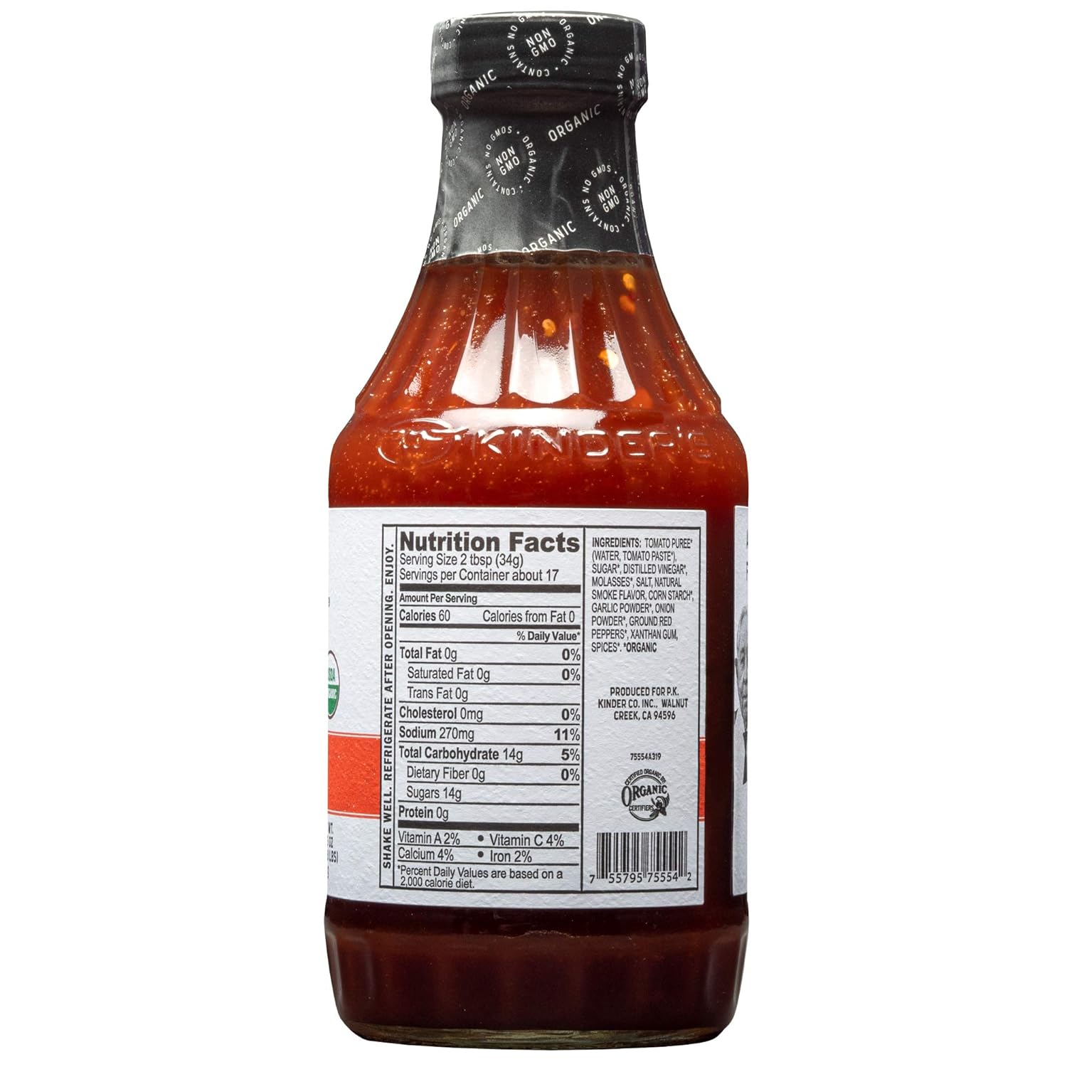 KINDER’S Organic Mild BBQ Sauce, 20.5 Oz, 3-Pack