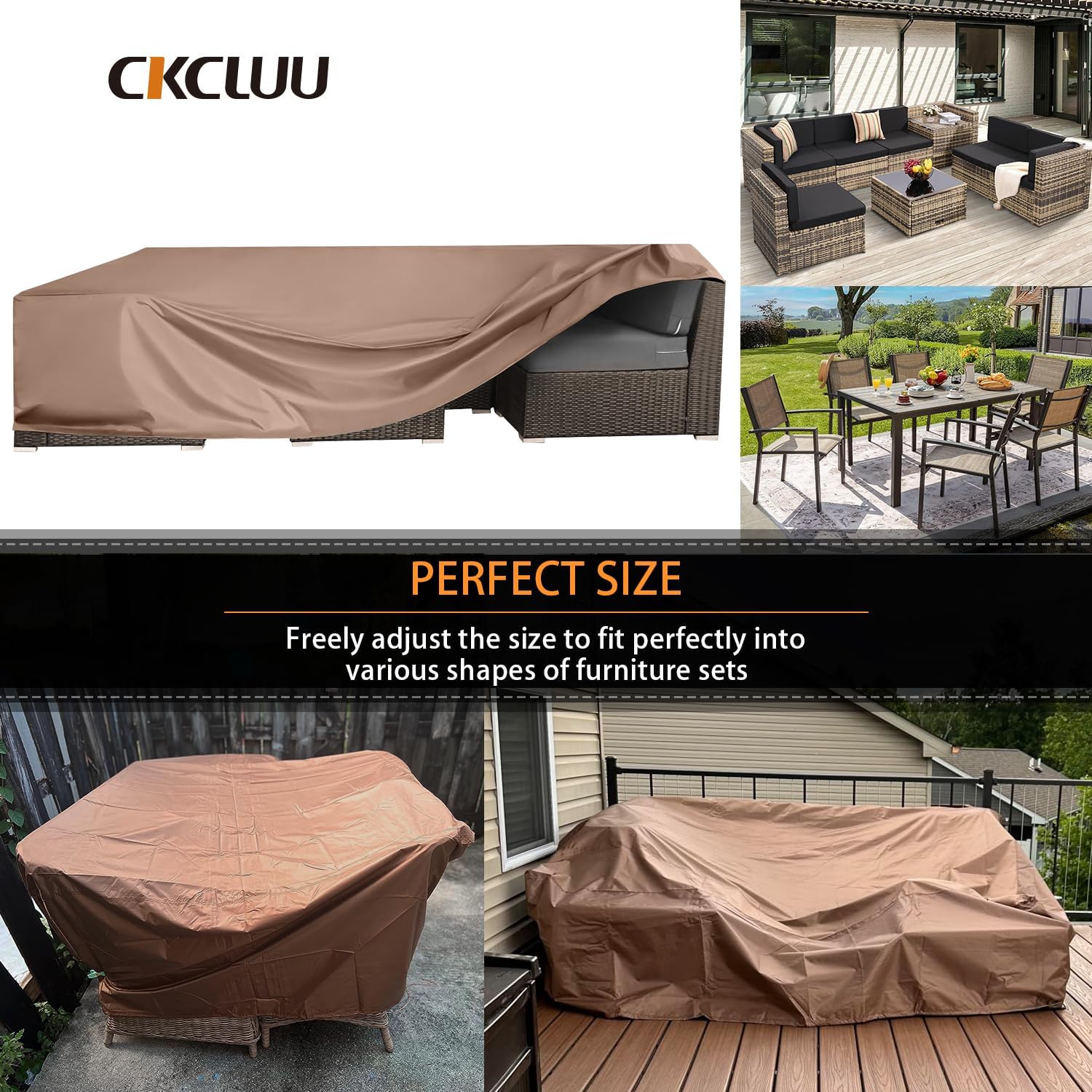 Juego de funda impermeable para muebles de patio, fundas resistentes para muebles de exterior, juego de fundas resistentes para mesa de comedor y