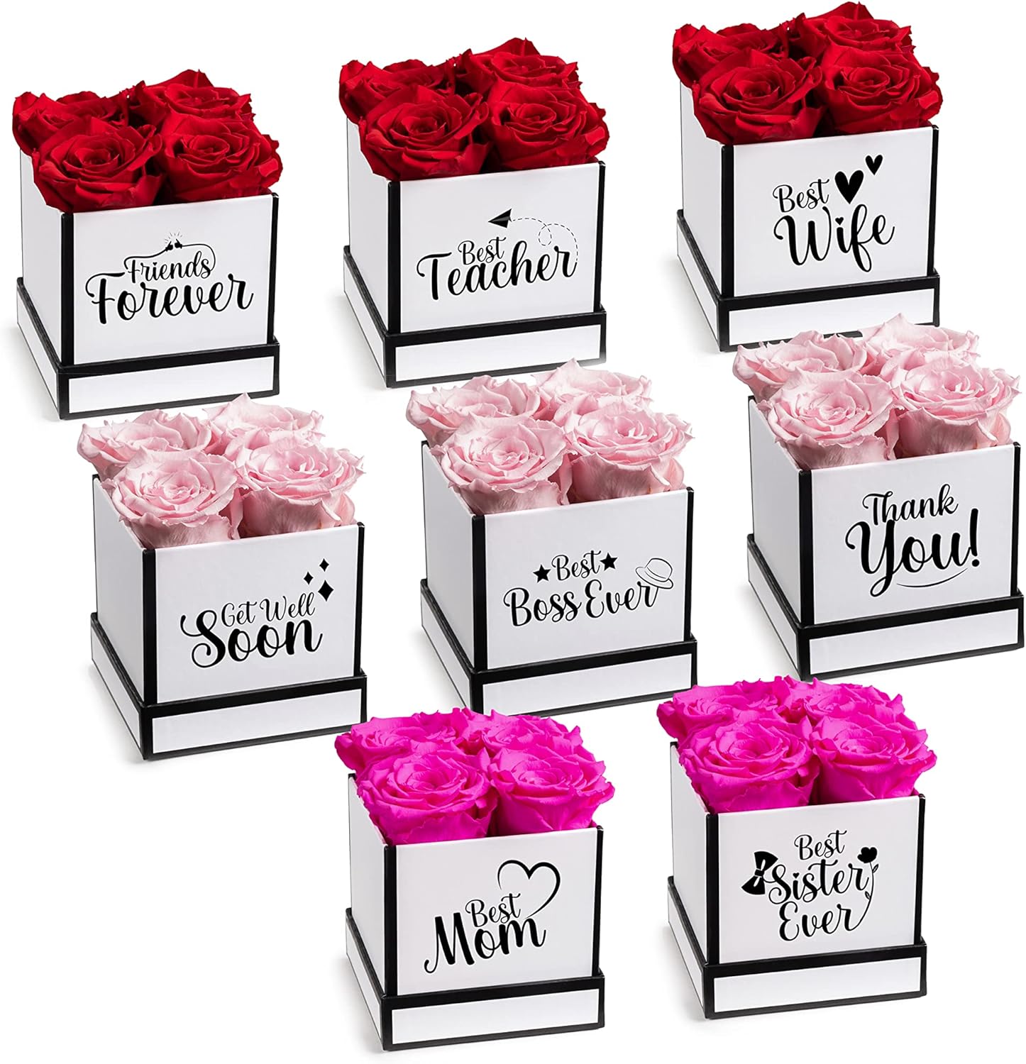 Soho Floral Arts Rosas para mejores amigas  Rosas genuinas que duran años  Regalo de mejor amiga para mujeres, regalo de amistad  Flores para