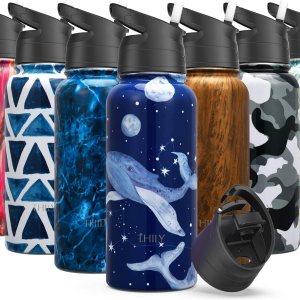 THILY Botella de agua deportiva aislada al vacío  Botella de agua deportiva de 32 onzas de acero inoxidable a prueba de fugas con tapa abatible y THILY Botella de agua deportiva aislada al vacío  Botella de agua deportiva de 32 onzas de acero inoxidable a prueba de fugas con tapa abatible y