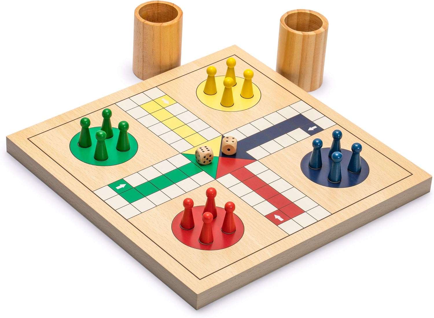 Yellow Mountain Imports Classic Games Bundle – Serpientes y escaleras de madera reversibles 2 en 1, juego de Ludo (11.3 pulgadas) y Ludo reversible