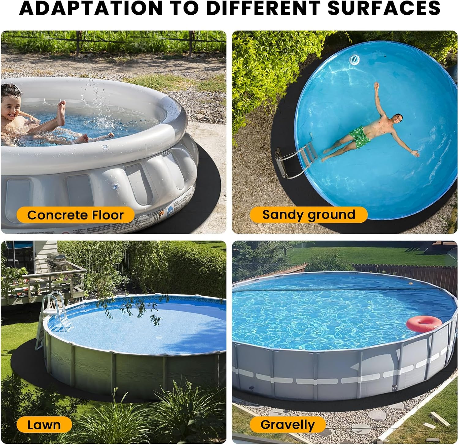 poollord Almohadilla de revestimiento de piscina, almohadillas de piscina de suelo de 18 pies para piscinas sobre el suelo, tela de tierra de