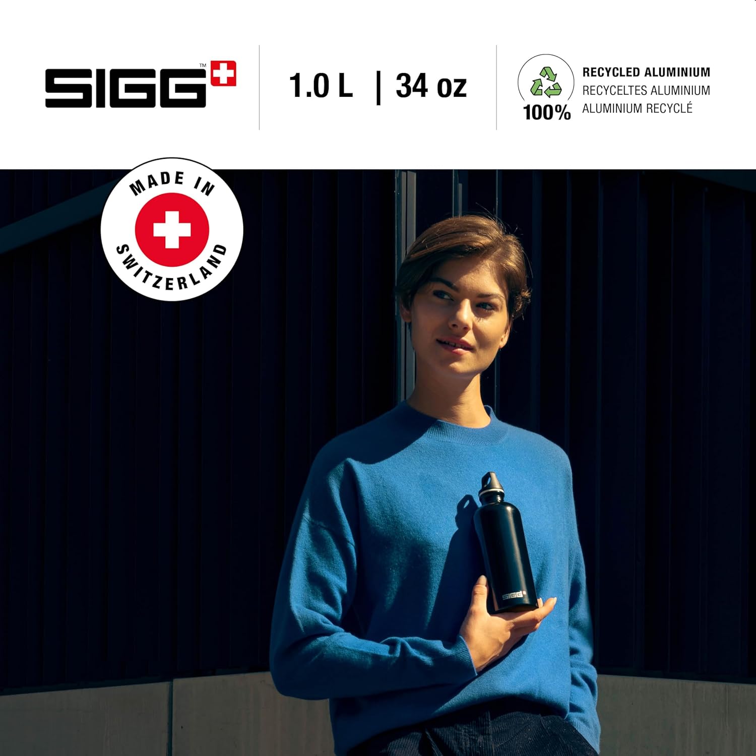 SIGG – Botella de agua de aluminio – Viajero – Hecho en Suiza – Bebidas carbonatadas – Reciclado – Sin BPA – 20 onzas  34 onzas