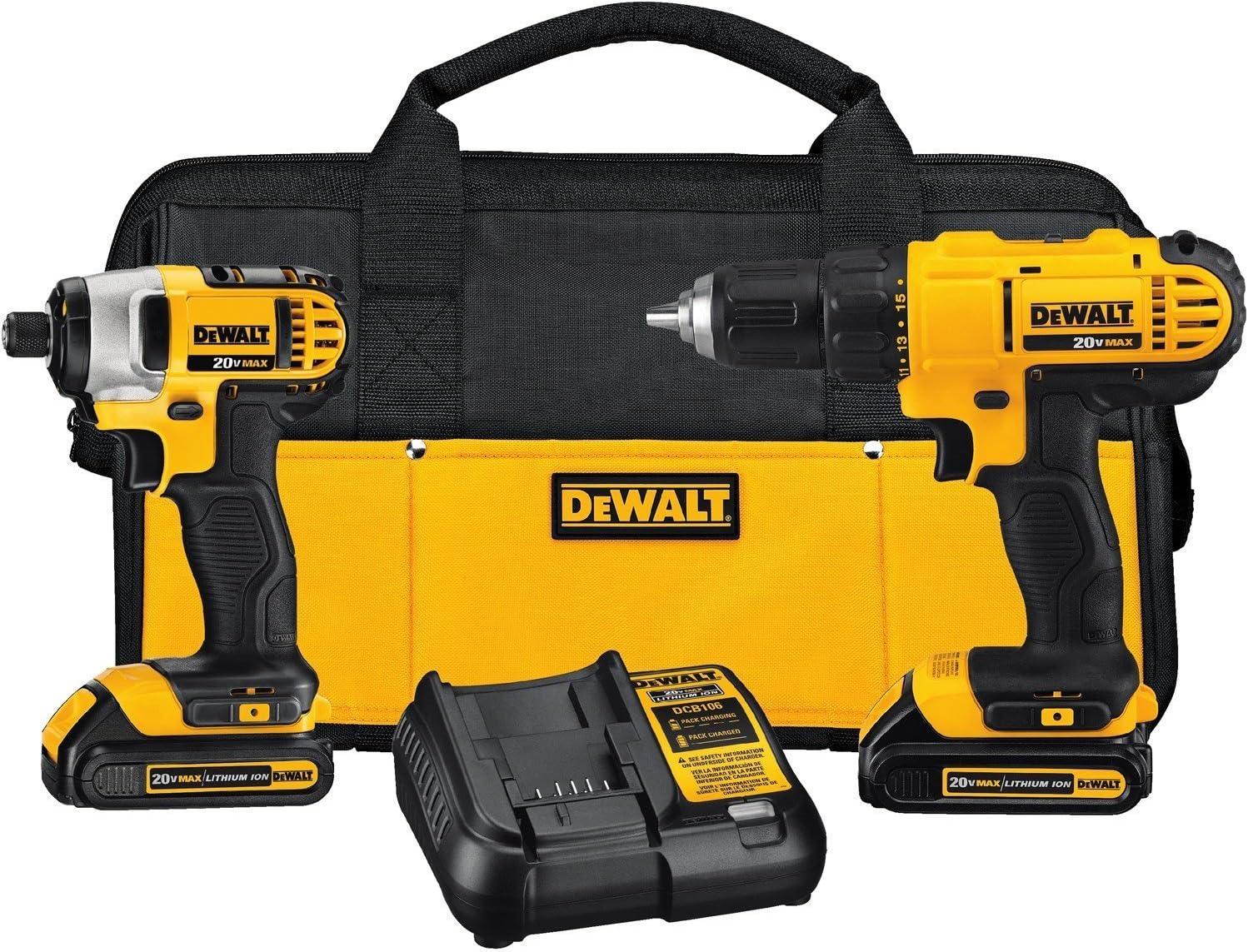 DEWALT DCK240C2 – Kit combinado de taladro de litio de 20 Vimpacto (1.3 Ah) con sierra recíproca, solo herramienta desnuda