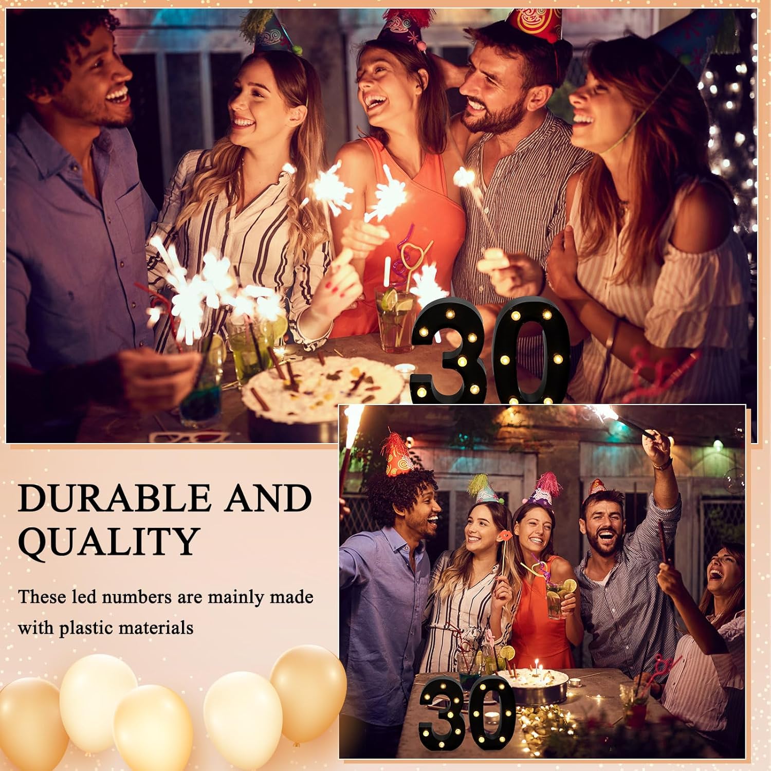 2 luces LED de marquesina de 8.46 pulgadas, letreros de números iluminados negros del 30, 40, 50, 60, para decoración de fiesta de cumpleaños