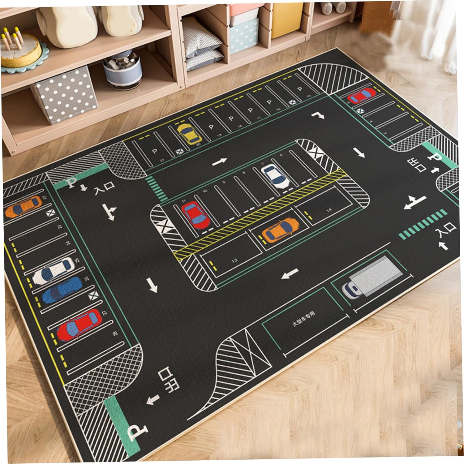 Alfombras de coche para niños, 32 x 47 pulgadas, suaves y absorbentes, alfombra de juego para niños, alfombra antideslizante con respaldo de goma,