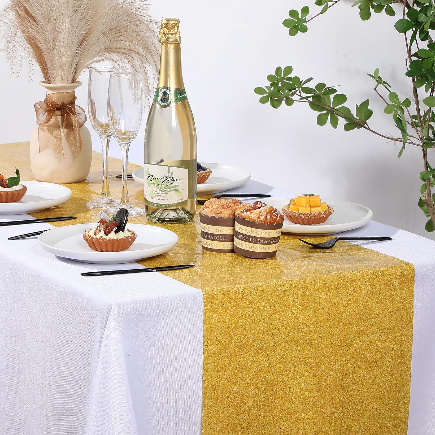 6 piezas desechables de plástico con lentejuelas con purpurina de 14 x 108 pulgadas, camino de mesa de lentejuelas para bodas, fiestas de