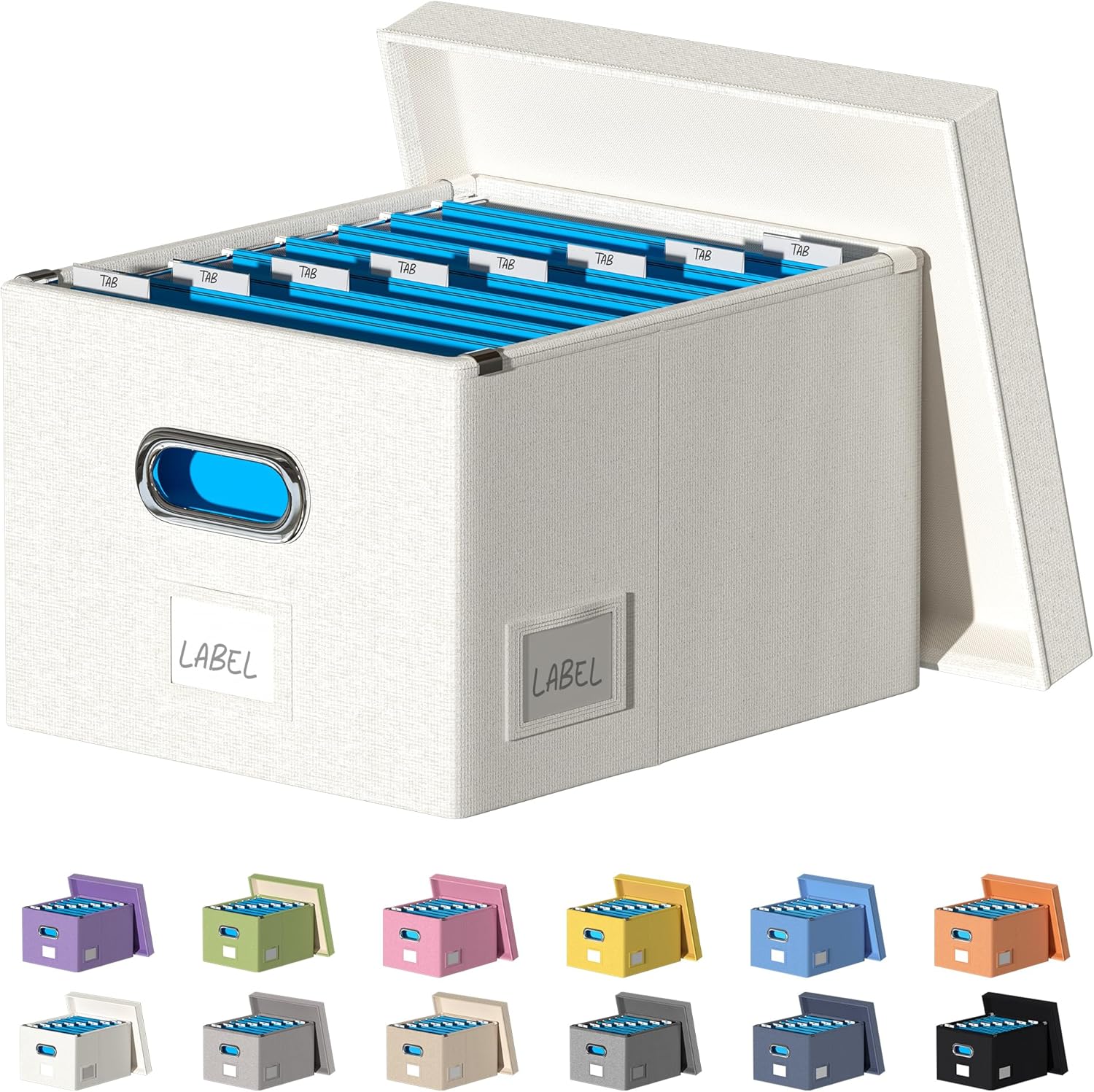 DYWMM Organizador de archivos, caja de almacenamiento plegable para oficina, caja de archivos con tapas, organizador de documentos para oficina y