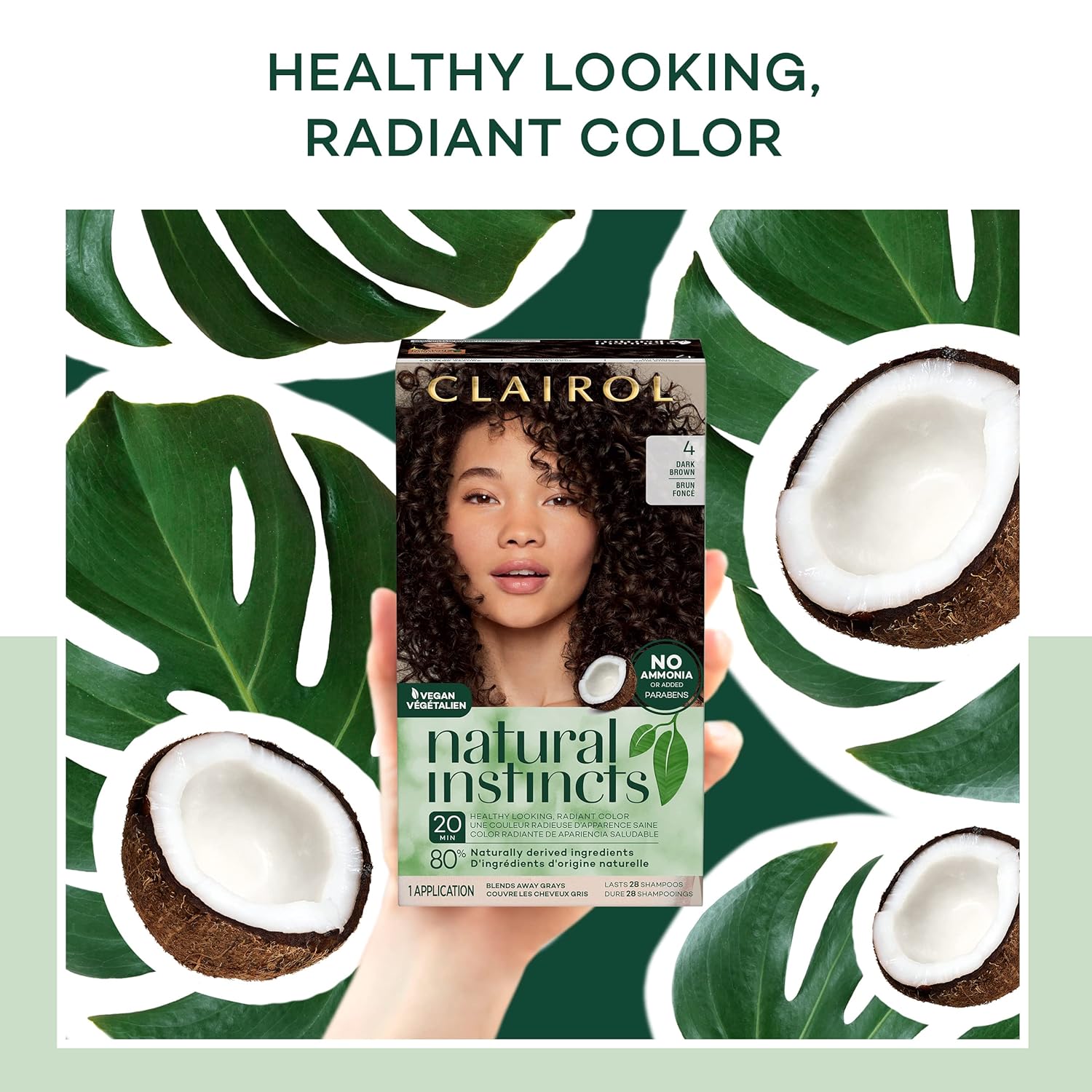 Clairol Natural Instincts – Tinte semipermanente para el cabello, color castaño cálido oscuro 4W, paquete de 2 unidades