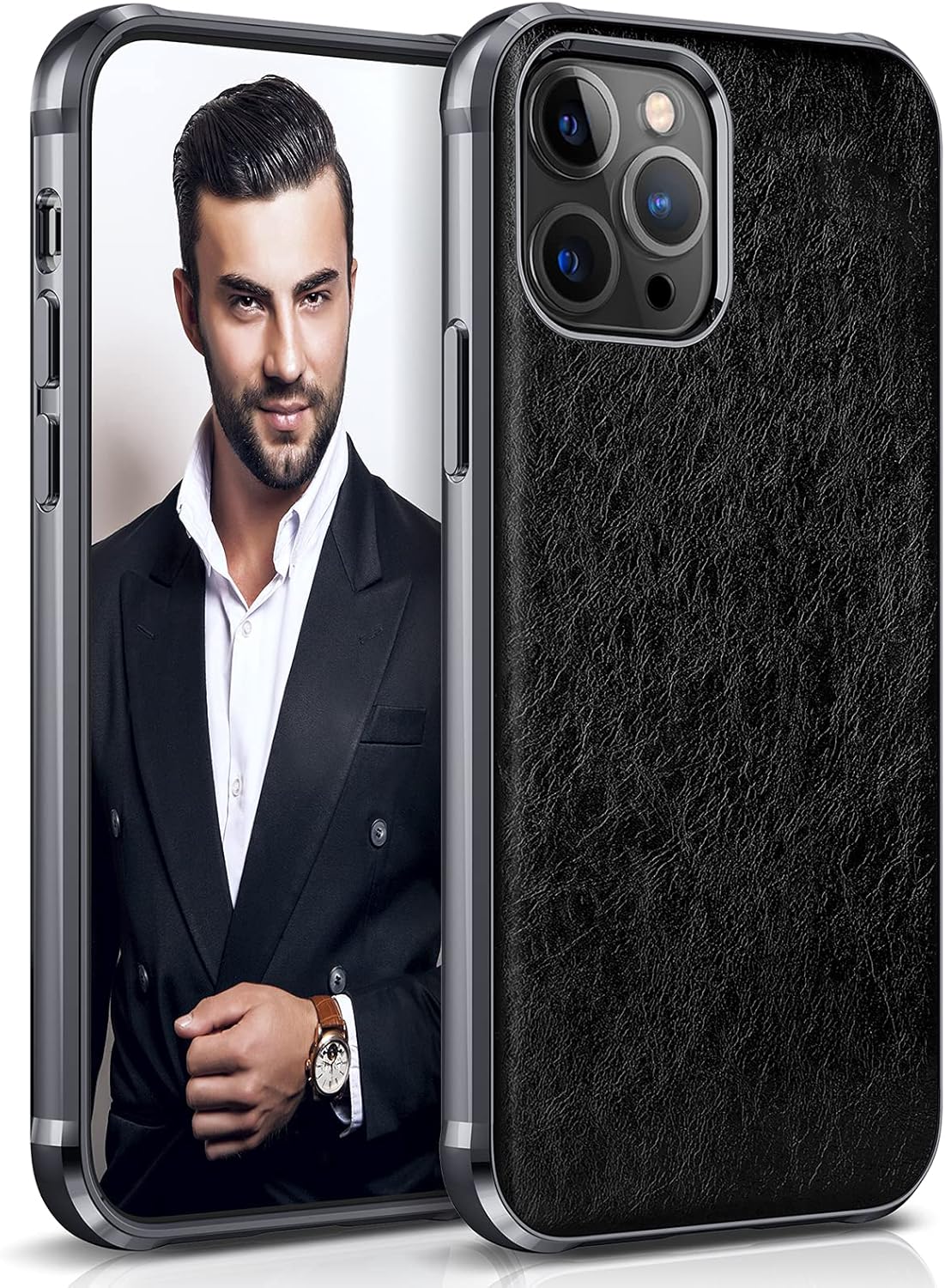LOHASIC Funda de cuero para iPhone 12 Propara iPhone 12, delgada, de lujo, de poliuretano, suave, antideslizante, a prueba de golpes, antiarañazos,